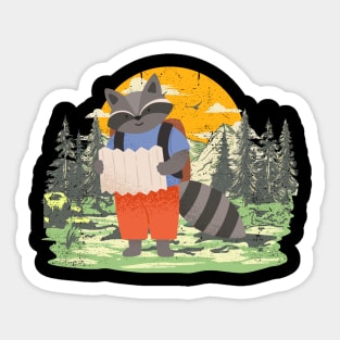 Adventurous Raccoon on A Hike Sticker